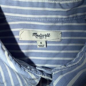 EUC Madewell Womens Button Down Tunic With Pockets Light Blue Striped